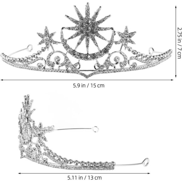 Star Moon Crystal Hair Band Bridal Headband Rhinestone Wedding Accessory main image 5